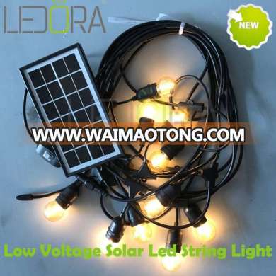 Waterproof outdoor Christmas light string, E26 E27 black solar outdoor string lights