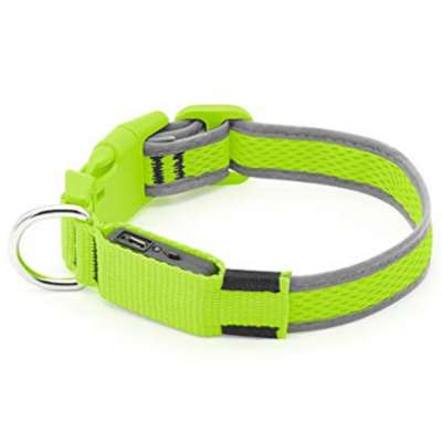 LED Dog Collar, USB Rechargeable Glowing Pet Collar Night Safety LED Light Up with Nylon Webbing